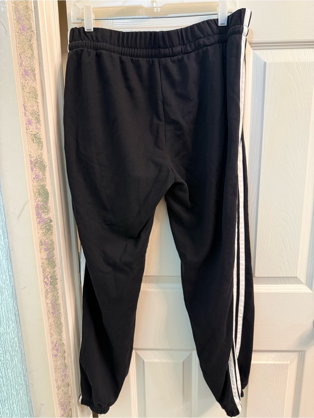 adidas Black Joggers with White Side Stripes